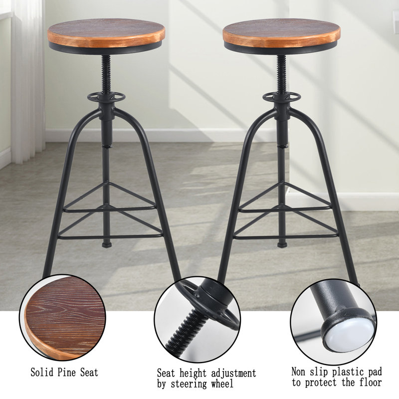 Julus Swivel Adjustable Height Counter Stool with Metal Frame