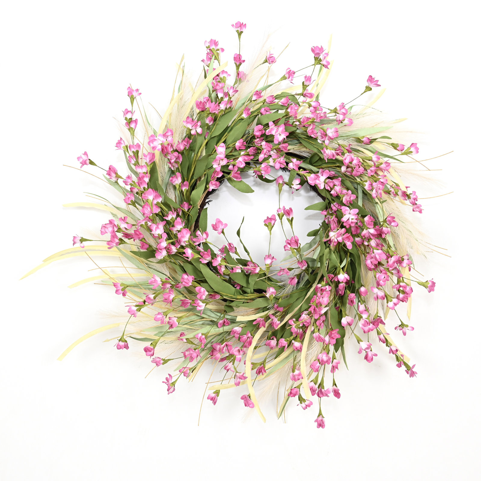 24" Handcrafted Pampas Grass No Holiday Wreath