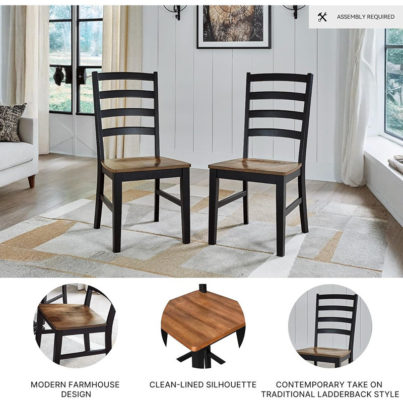 Ensemble de 2 chaises de salle à manger Wildenauer, avec accoudoirs, finition noire et brun clair