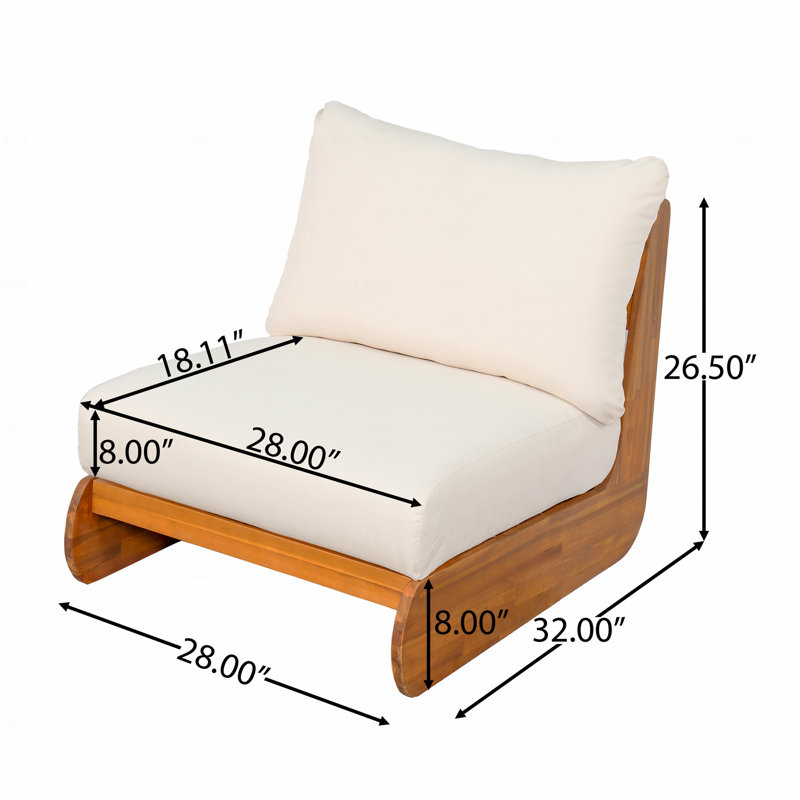 Fauteuil club d'extérieur, bois d'acacia, Beige