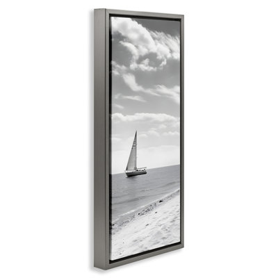  Lonely Sailboat View  Framed Floater Canvas Wall Art by LSR Design Studio