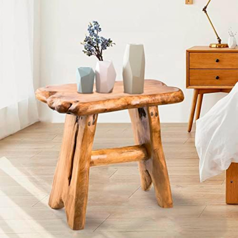 Tabouret en bois, tabouret unique en bois brut, support à plantes naturels aux formes libres pour jardin, cour, salon, chambre