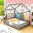 Wood Floor Bed with Canopy-590168346