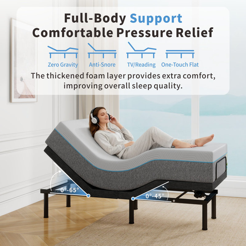 Comfort Adjustable Bed Base With Smart Presets & Quiet Motor – Universal Mattress Compatible, Twin XL