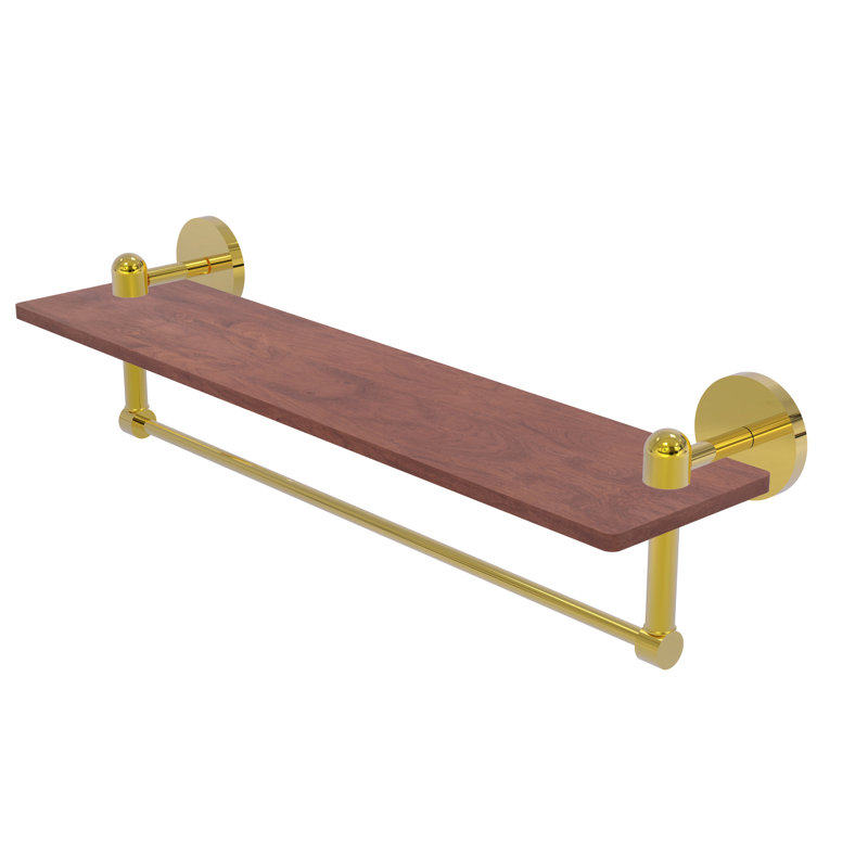 Tablette murale unie bois ironwood Itzhak, Laiton poli, H 4 po x l 22 po x P 5 po