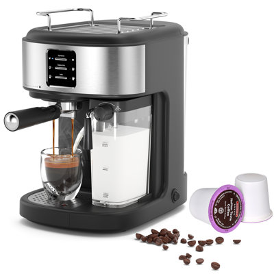 Machine à espresso Cowsar 15Bar, machine à cappuccino avec mousseur à lait automatique, cafetière professionnelle 3 en 1 avec capsule compatible