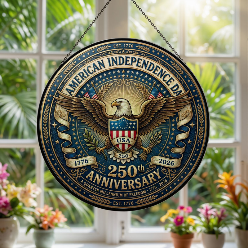 Panneau de fenêtre en verre pour décoration intérieure American Eagle USA 250th Anniversary - H 12 po, H 12 po