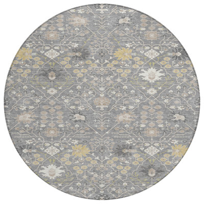Elara Gray Washable Indoor-Outdoor Rug - 