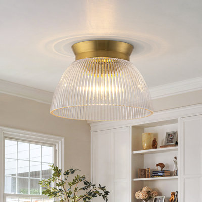 12" Mid-Century Modern Bowl Glass Shade Flush Mount Light