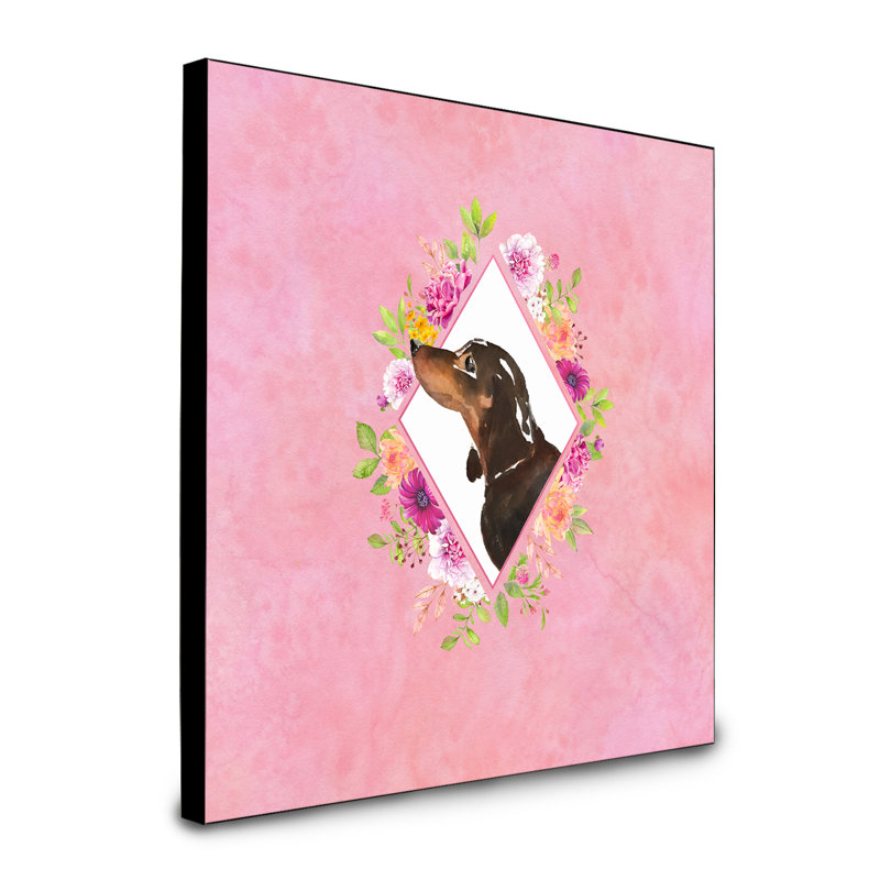 Panneau mural Dollman Flowers, Rose, Teckel brun foncé