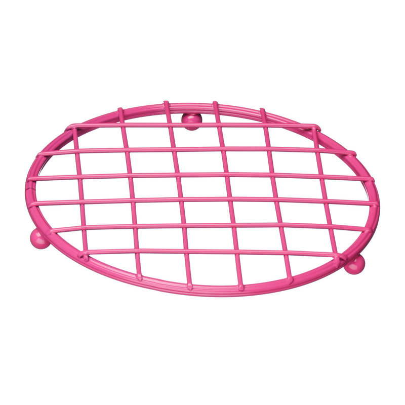 Helix Stainless Steel Round 1 Piece Trivet, Pink