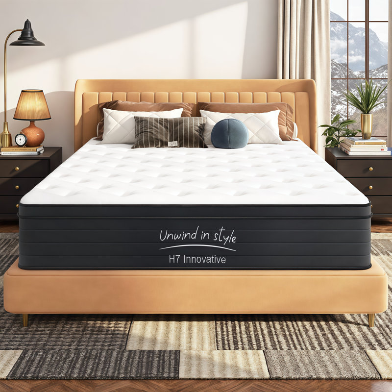 Matelas hybride LUMERIS 10 po fermeté moyenne avec ressorts ensachés individuellement, mousse à mémoire de forme, isolation des mouvements et confort respirant et rafraîchissant