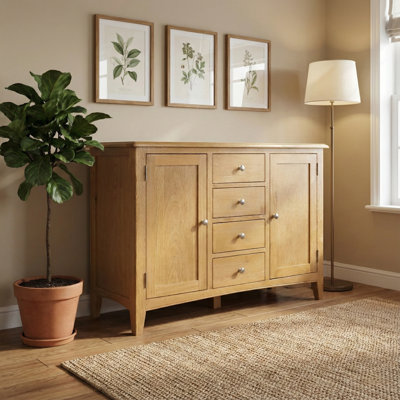 Censu Oak 4 Drawer Sideboard