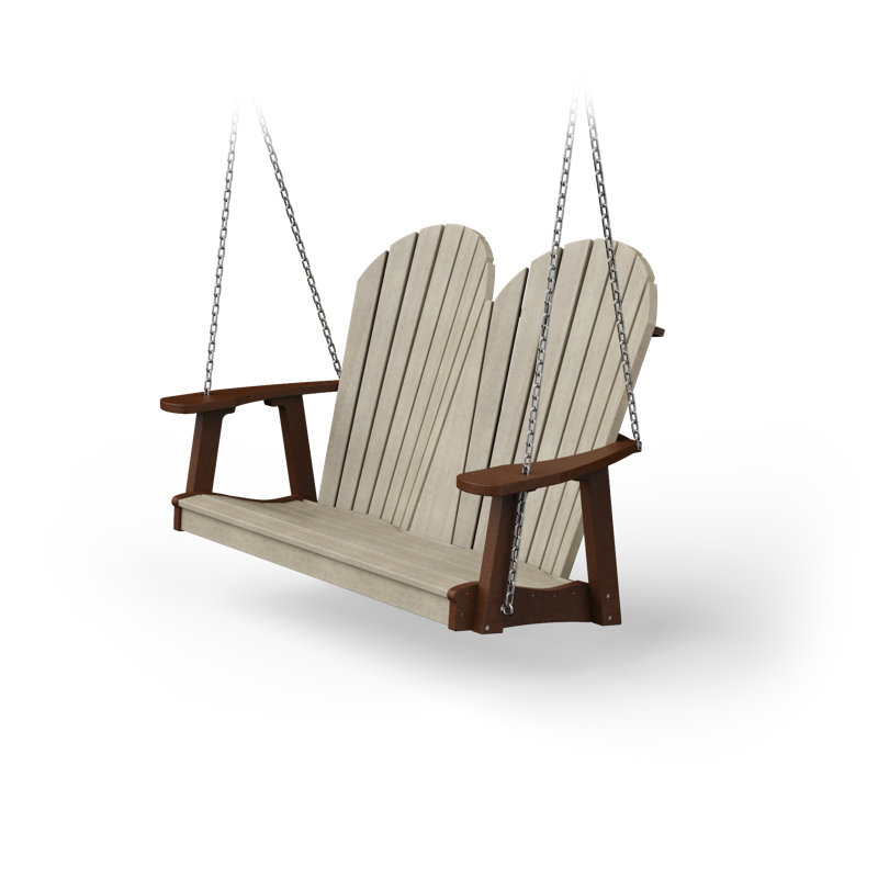 Balancelle de véranda en poly Adirondack Wisby, Bois de bouleau / brun Tudor