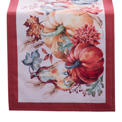 Thiago Floral Pumpkin Thanksgiving Polyester Table Runner