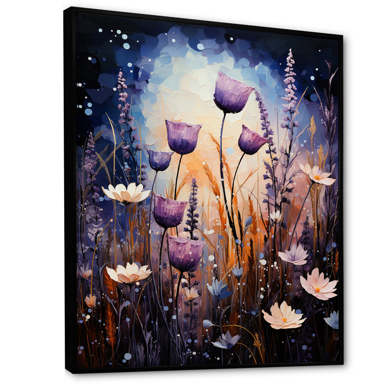 «Purple Thistle Symphony II», art mural sur toile floral et botanique, H 20 po x l 12 po x P 1 po, Cadre flottant noir