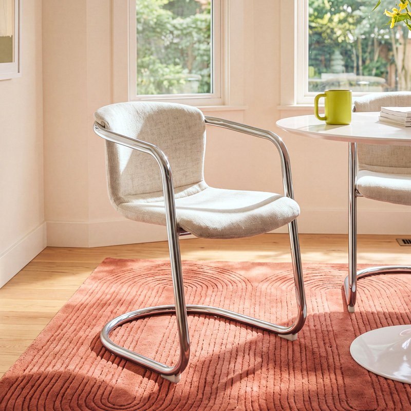 Higbee Upholstered Dining Chair with Chrome Frame