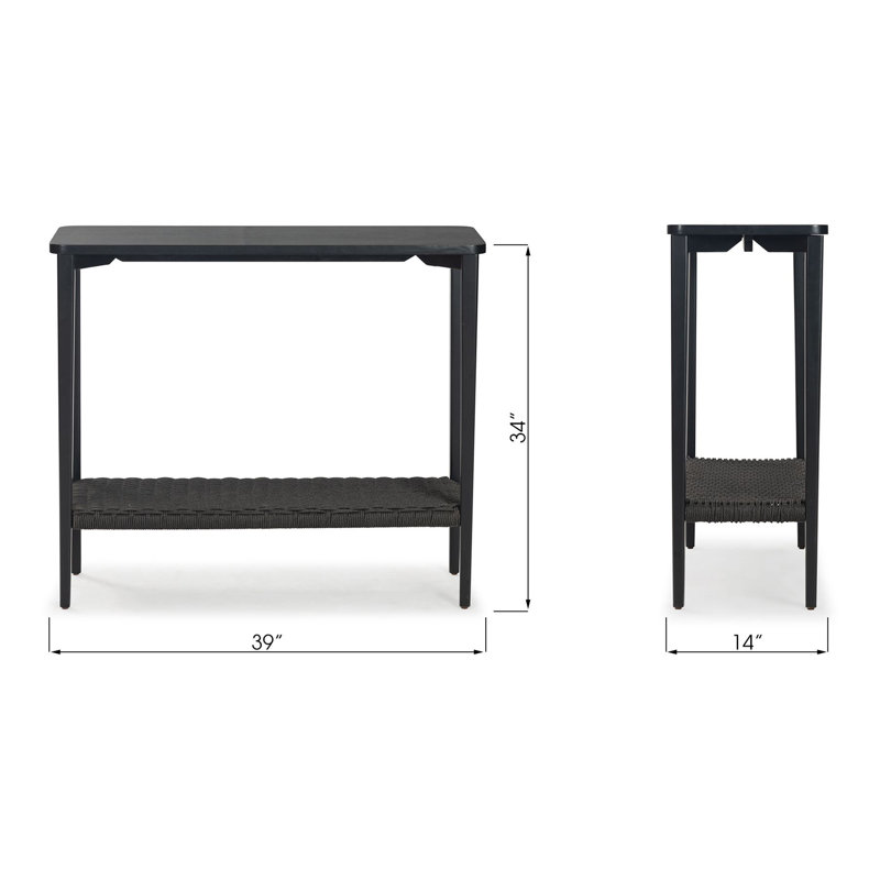 Cord 39'' Solid Wood Top Console Table, Black