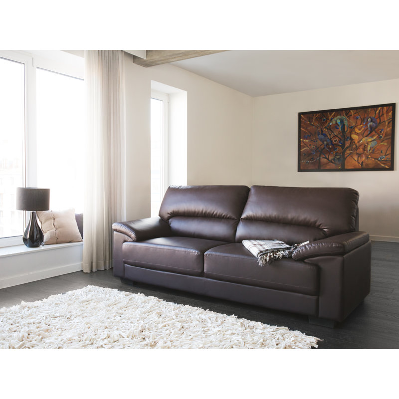 Milla 3 Seater Faux Leather Sofa, Brown