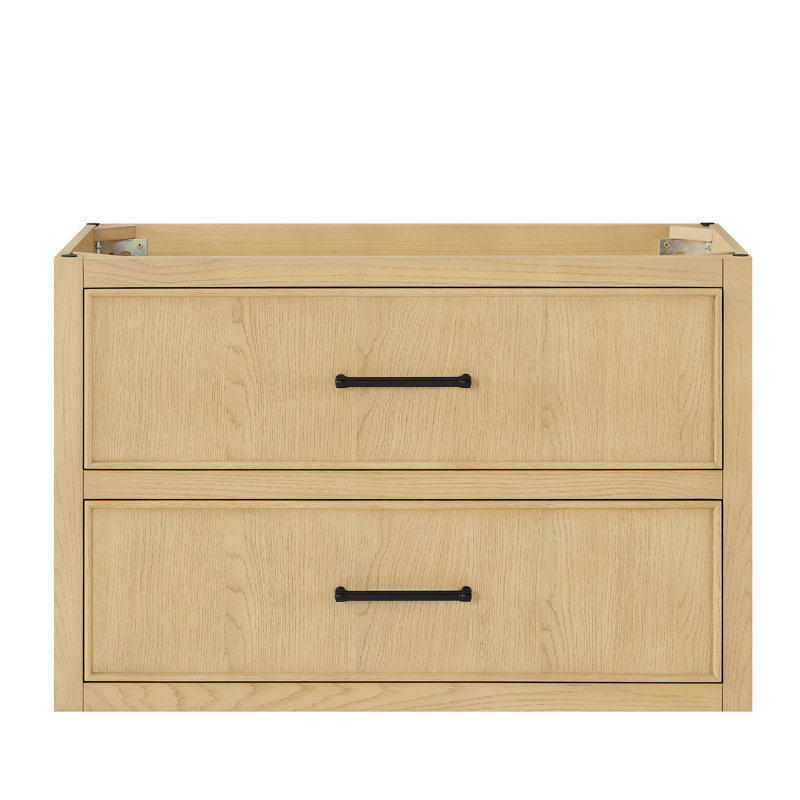 Meuble-lavabo mural simple Isola WM 36 po en chêne scandinave, sans comptoir ni lavabo, finis noir mat