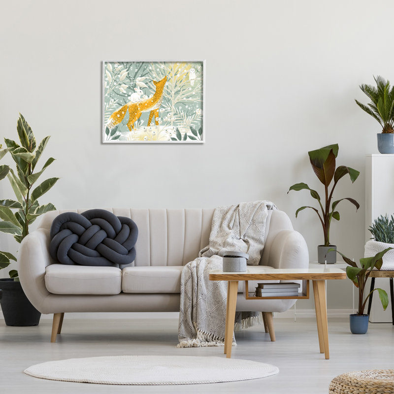 " Winter Forest Animals Single Picture Frame " by Ginger Deverell, Coastal White Framed Giclee, 24" H x 30" W