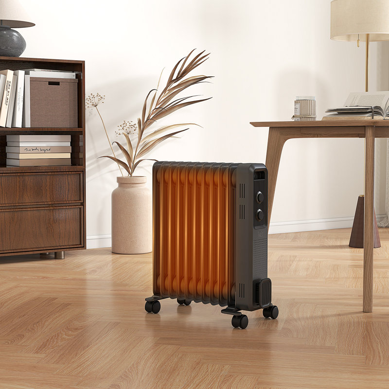 Kasandra 2500W Oil Filled Radiator 11 Fin Portable Electric Heater Grey