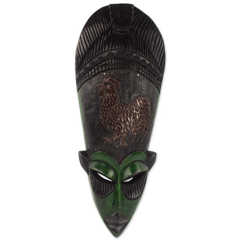 Décoration murale masque en bois coq mask stalwart