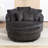 59.8" W Upholstered Oversized Slipcovered Accent Barrel Lounge Chair With Crescent Storage Ottoman-481921456