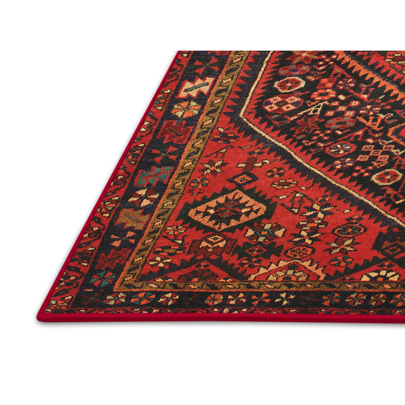 Tapis traditionnel rouge / noir Wishek, Rectangle 8 pi x 10 pi