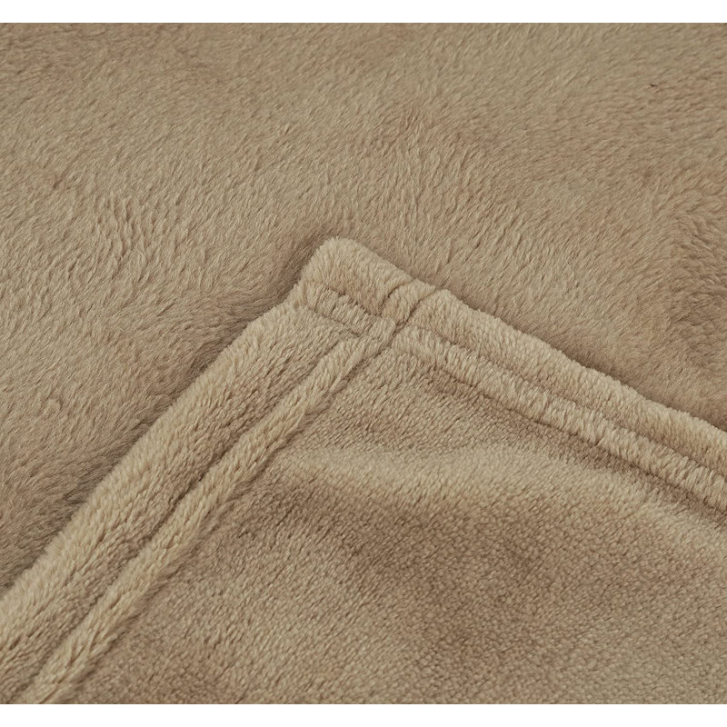  Jeté en polyester de luxe, Brun clair, L 60 po x L 90 po