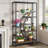 Omere Indoor Plant Stand, Half Moon Shaped Plant Shelf with 6 S-Hooks for Home Garden