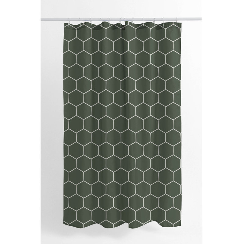 Comb Ultra-Thin Lightweight Shower Curtain, Green/Chimichurri