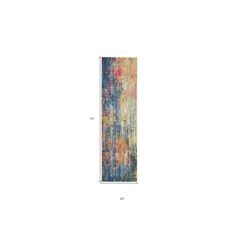 Tapis bleu antidérapant 2 pi x 6 pi bleu et jaune