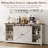 Farmhouse Sideboard With Sliding Bar Door And 2 Power Outlets/2 Usb Ports, Buffet Cabinet, Wine Racks, 3 Extra Drawers And 2 Storage Cabinets With Adjustable Shelf For Dining, Rustic White
