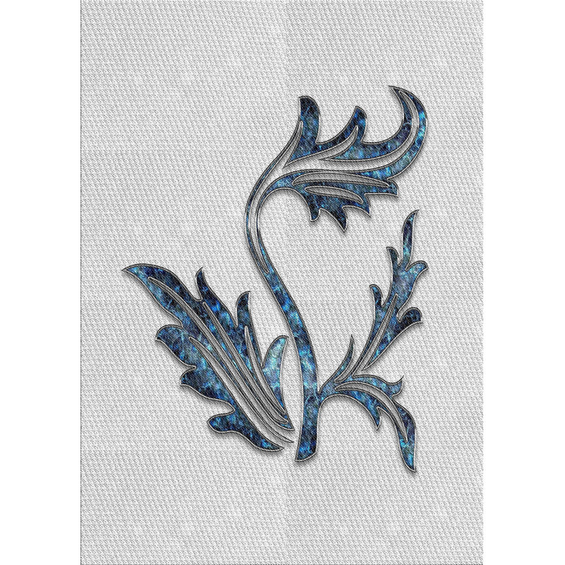 Tapis gris/noir/bleu à motifs, Rectangle 5 pi x 7 pi
