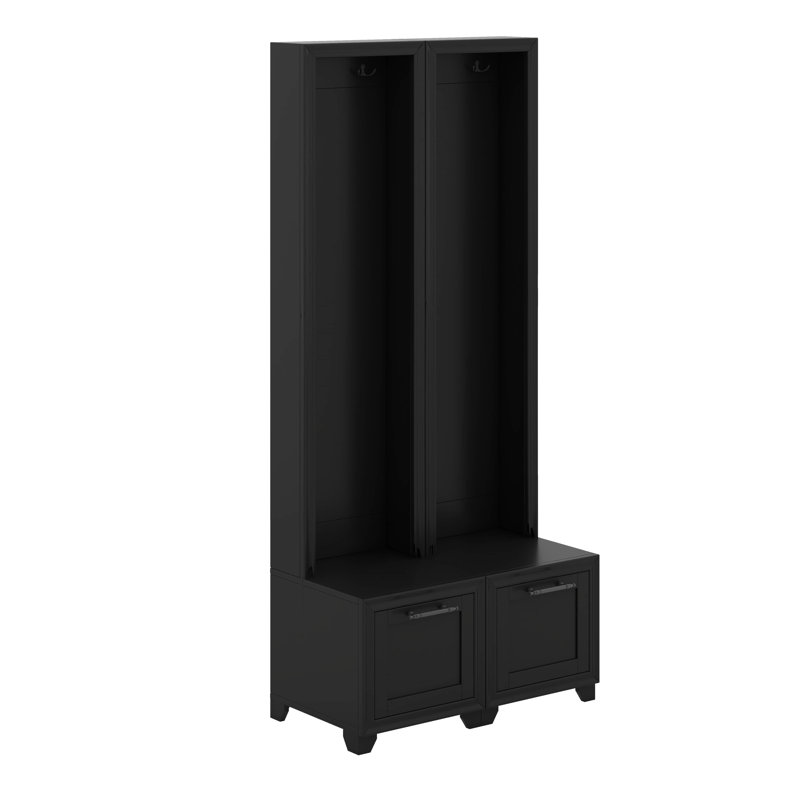 Élégant portemanteau autoportant 3 pièces, portemanteau 3-en-1 multifonctionnel avec banc de rangement, Noir