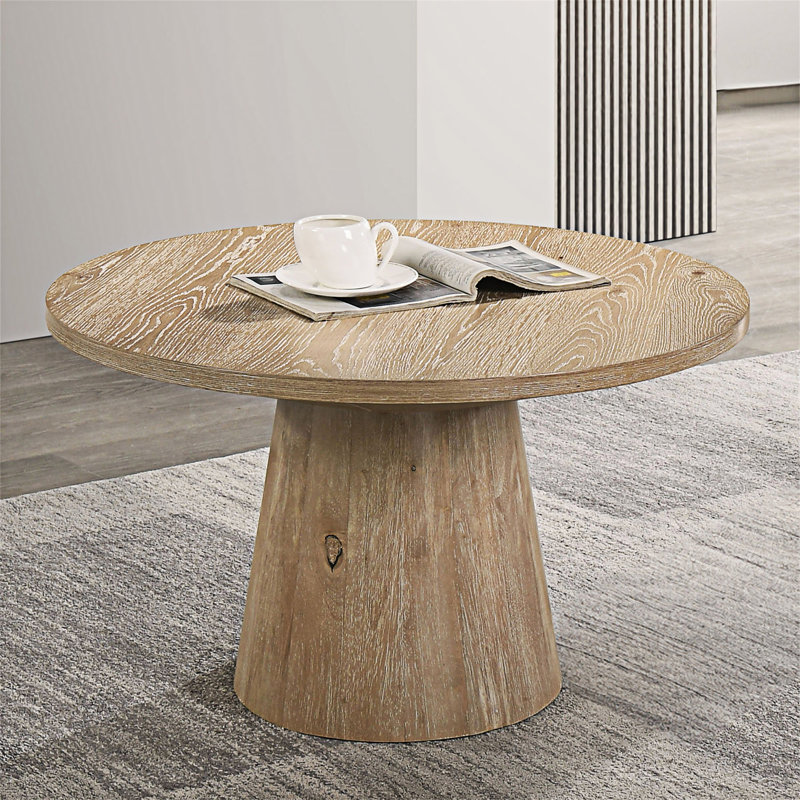 Contemporary Round Coffee Table, Oak