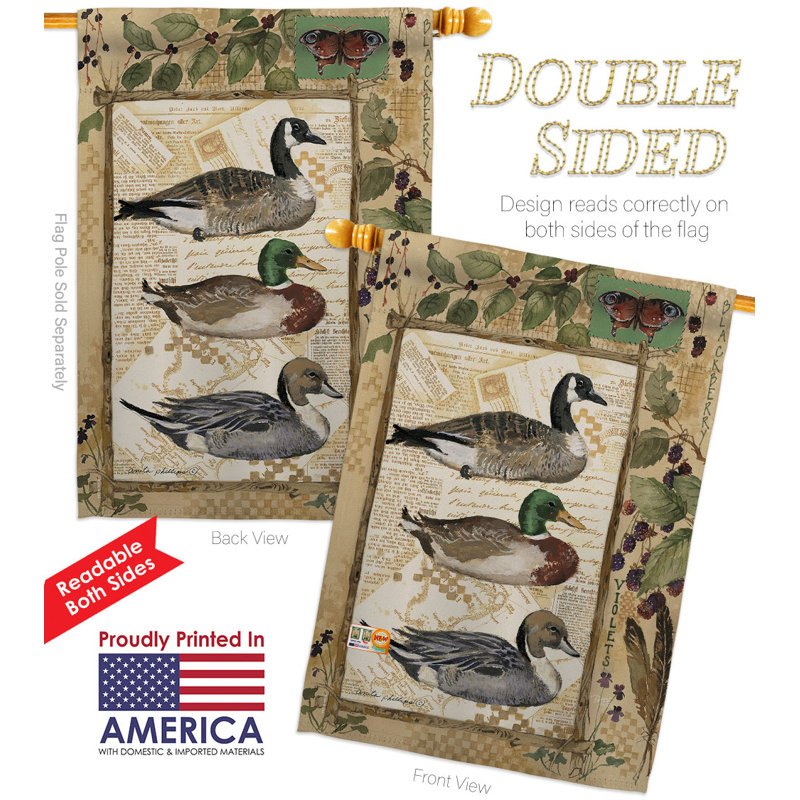 Drapeau de maison 40 po x 28 po Canards et oies