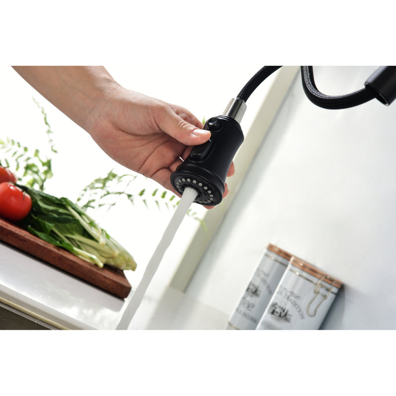 Matte Black Stainless Steel Kitchen Sink Faucet With Reliable Pull Down And Single Handle
