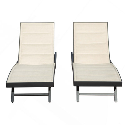 Patio Chaise Lounge Set Of 2, Outdoor Lounge Chairs, Aluminum Textilene Pool Lounger With Adjustable Back For Beach Poolside Lawn Sunbathing