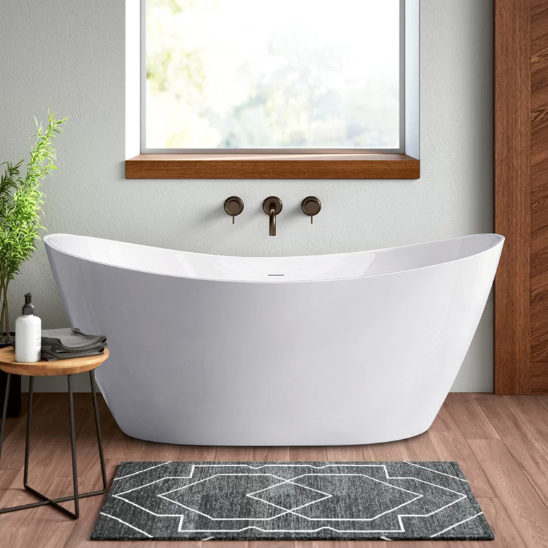 Baignoire de trempage autoportante en acrylique blanc lustré 67 po x 30 po