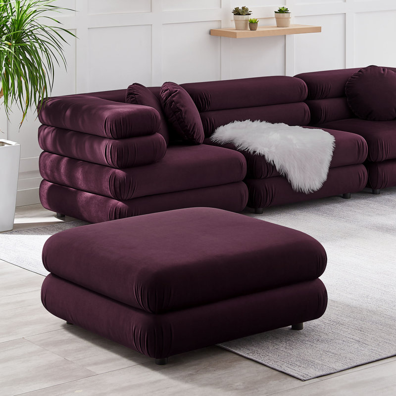 Jubilee Modular Performance Velvet Ottoman, Mulberry