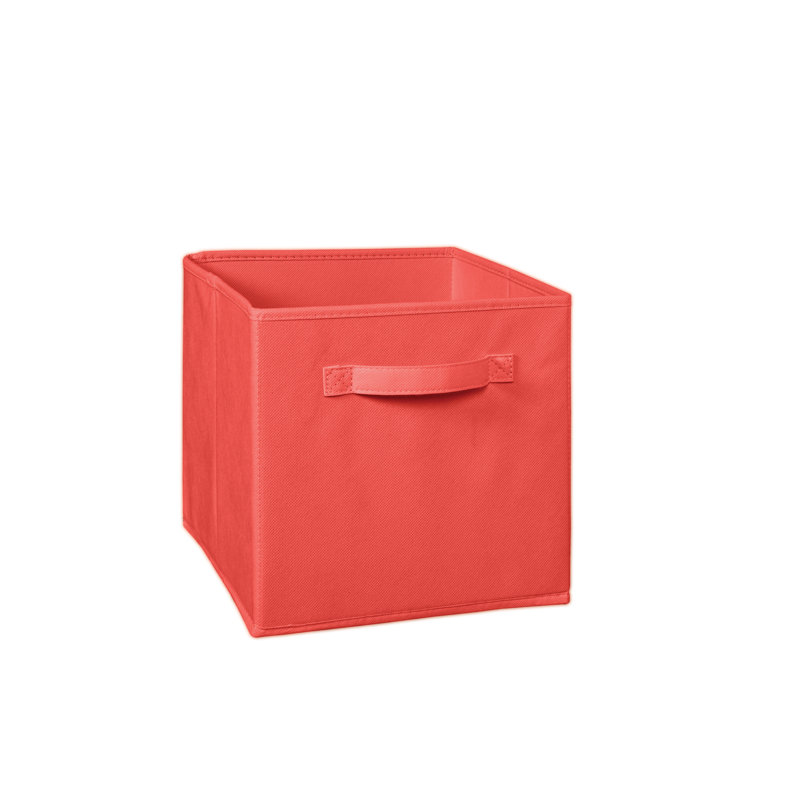 Cubeicals Fabric Basket 28cm Collapsible Storage Cube Drawer with Pull Handle, Coral