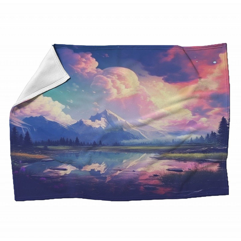 Machine Printed Throw Blanket, 80" L x 60" W