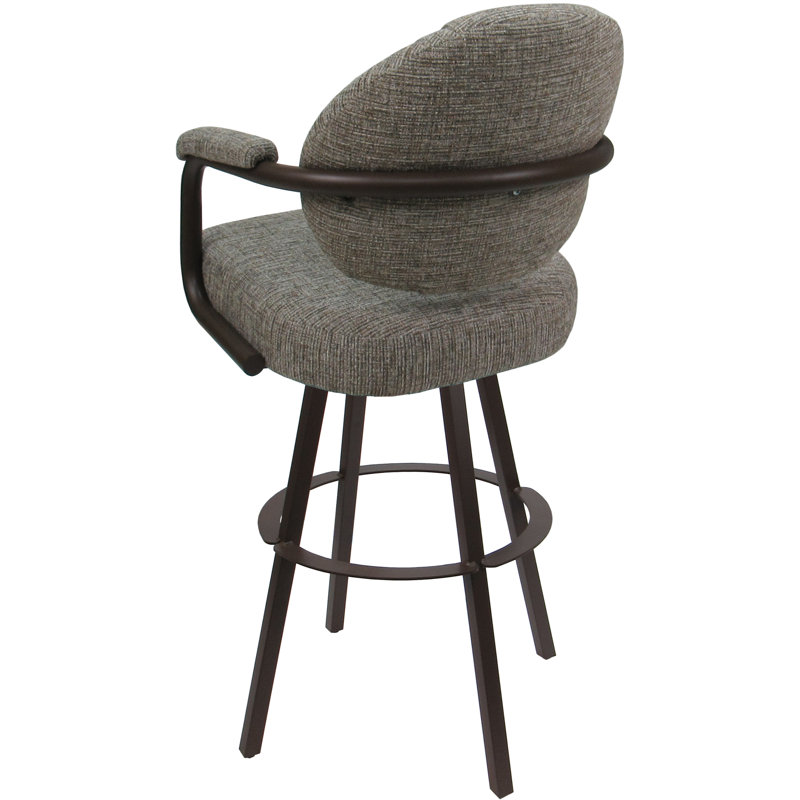 Tabouret de bar pivotant en métal Leandra, Mélange de polyester brun clair / cadre brun