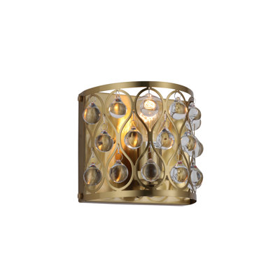 Ridgehaven 1-Light Gold Wall Sconce With Clear Hanging Crystals