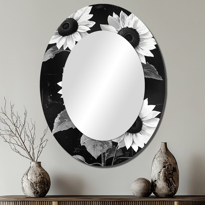 Miroir mural Midnight Sunflowers Beauty - Blanc, 40 po x 30 po