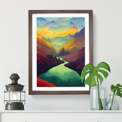 River Landscape Colourful No.1 - Framed Print
