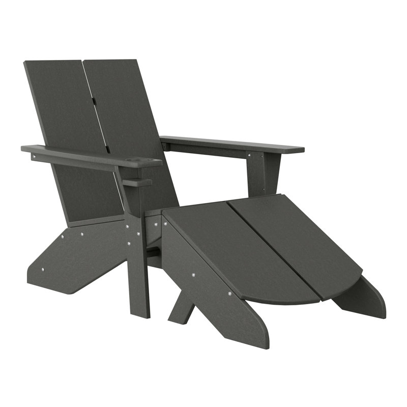 Chaise Adirondack moderne en poly avec repose-pieds, Gris