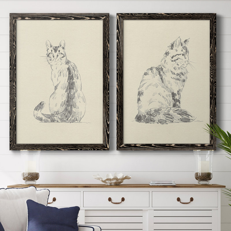 Toile encadrée de qualité supérieure House Cat V - prête à être accrochée, Toile encadrée noyer, H 24 po x l 36 po x P 1,5 po
